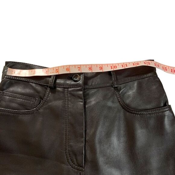 LAMATTA 100% Lamb Leather Dk. Brown 5 Pocket Lined Pants Sz 6 MADE IN ITALY - Picture 6 of 10